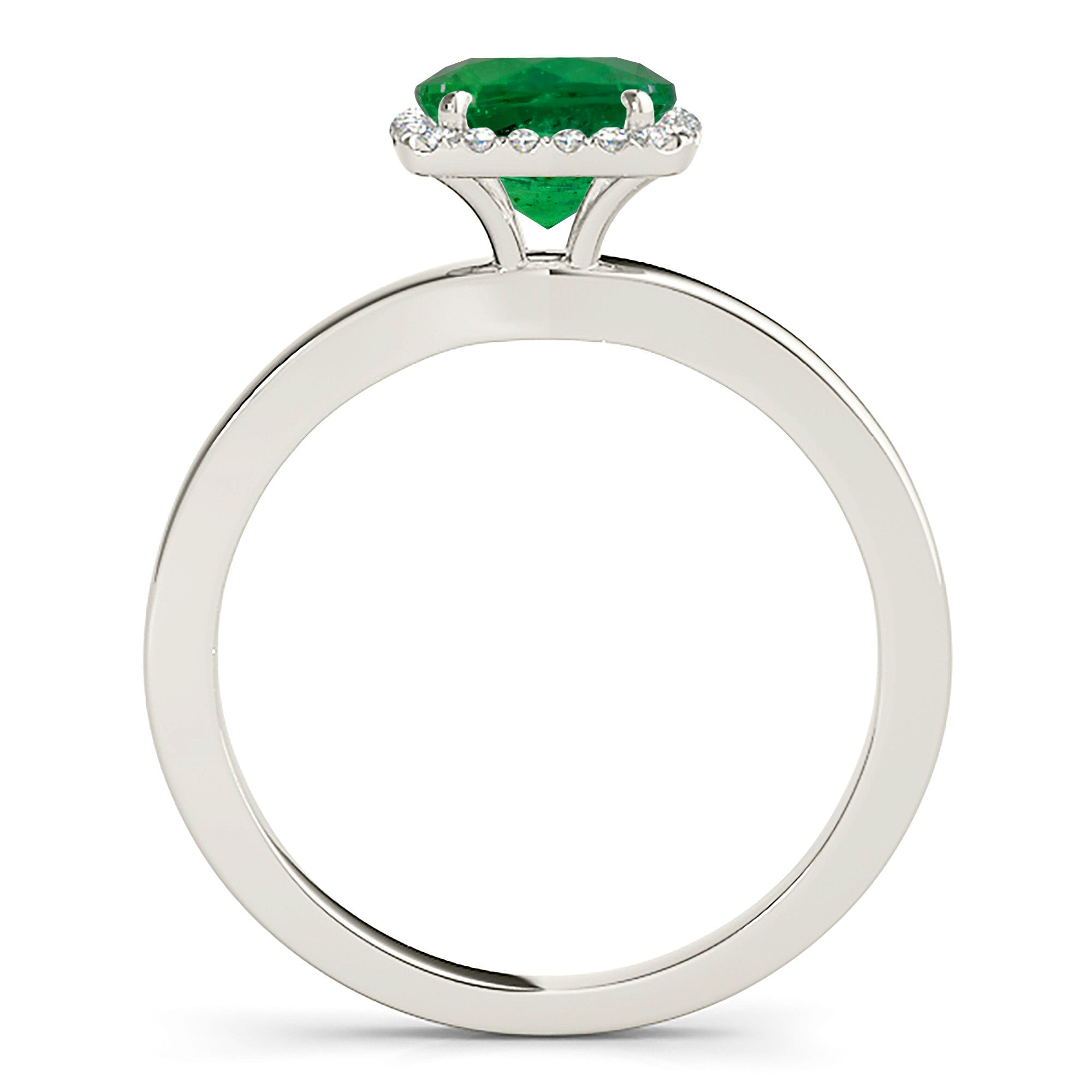 1.75 ct. Genuine Emerald Ring With 0.20 ctw. Diamond Halo and Solitaire Plain band-VIRABYANI